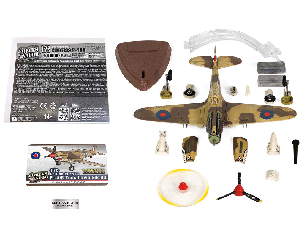 Curtiss P-40B Tomahawk MK IIB Aircraft Fighter '112 Squadron (Royal Air Force) AK402 GA-F North Africa' (October 1941) 'WW2 Aircrafts Series' 1/72 Diecast Model by Forces of Valor
