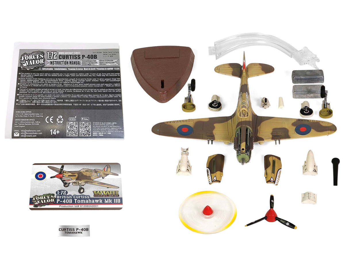 Curtiss P-40B Tomahawk MK IIB Aircraft Fighter '112 Squadron (Royal Air Force) AK402 GA-F North Africa' (October 1941) 'WW2 Aircrafts Series' 1/72 Diecast Model by Forces of Valor