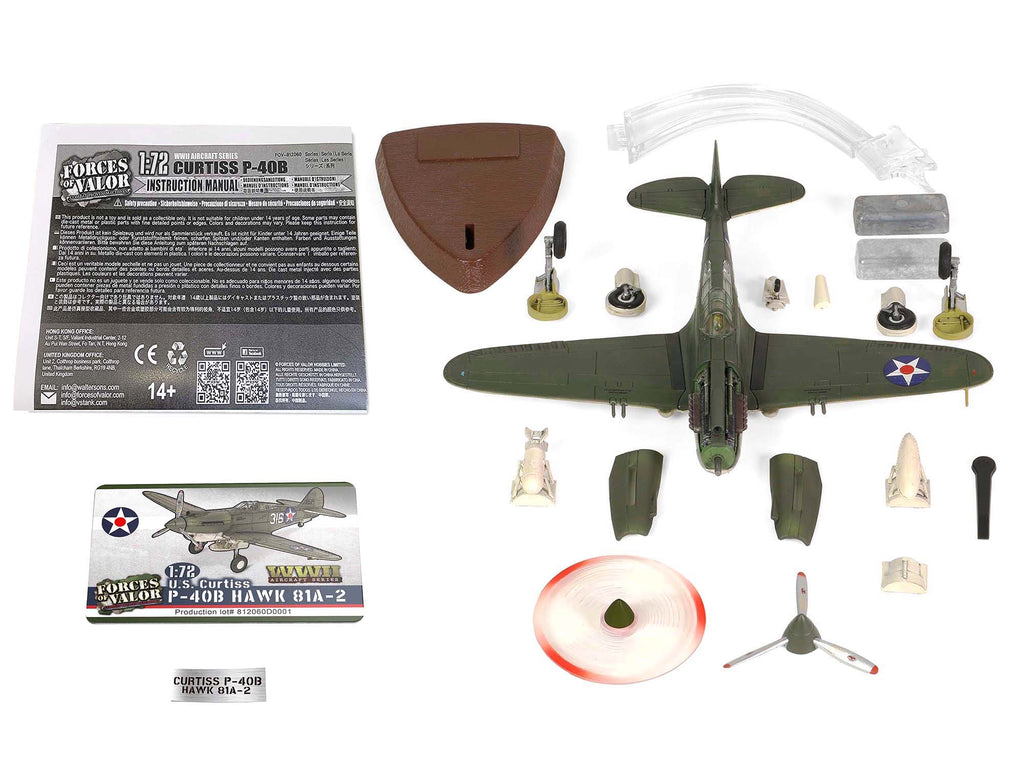 Curtiss P-40B HAWK 81A-2 (P-8127) Aircraft Fighter '47th Pursuit Squadron (15th Pursuit Group) Serial : 316/15P Hawaiian Islands Pearl Habor' (7 December 1941) 'WW2 Aircrafts Series' 1/72 Diecast Model by Forces of Valor