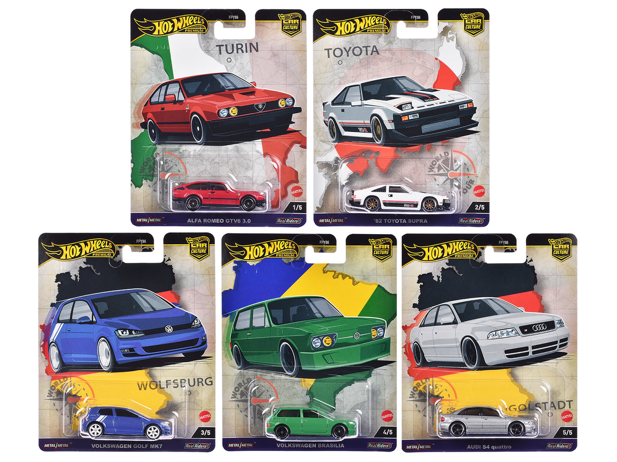 'World Tour' 5 piece Set 'Car Culture' 2024 Series A Diecast Model Cars by Hot Wheels