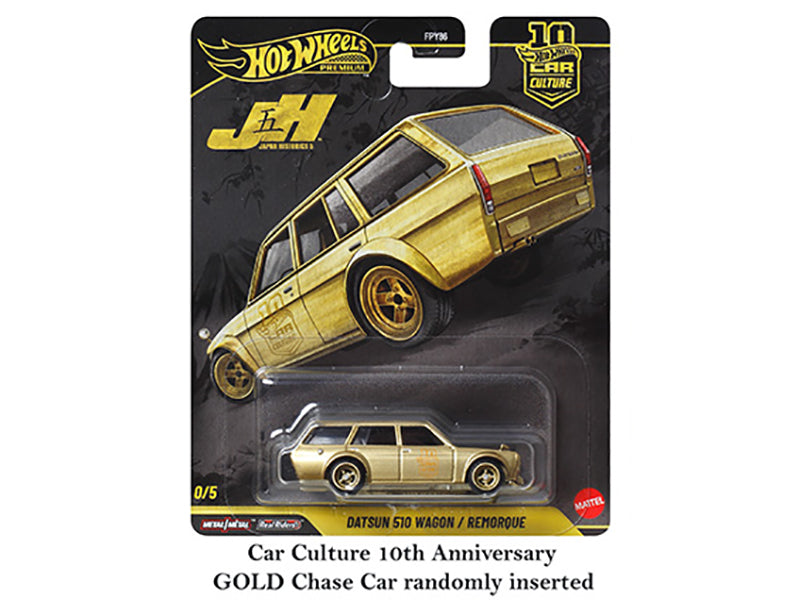 'Japan Historics 5' 5 piece Set 'Car Culture 10th Anniversary' 2025 Series P Diecast Model Cars by Hot Wheels