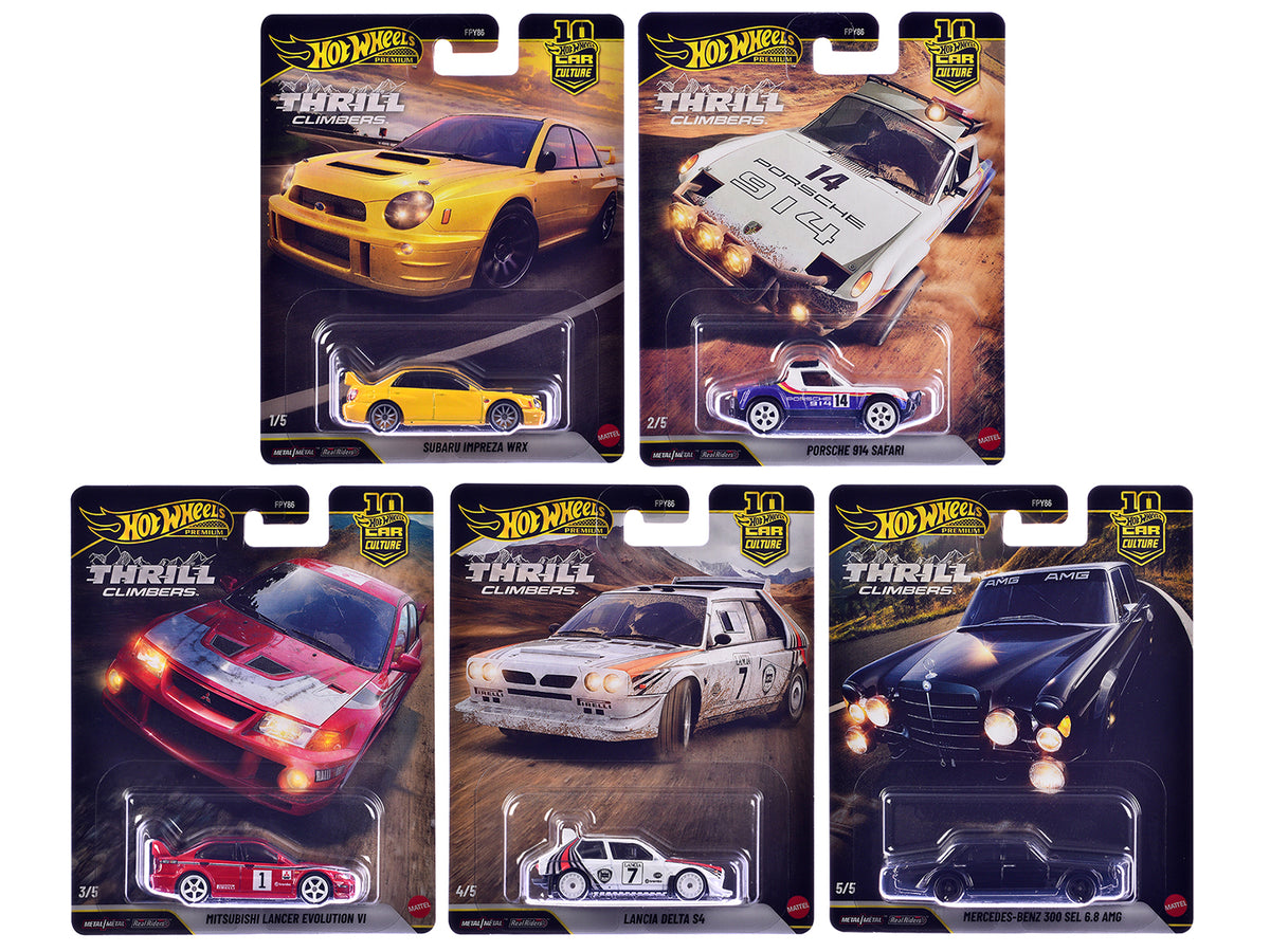 'Thrill Climbers' 5 piece Set 'Car Culture 10th Anniversary' 2025 Series Q Diecast Model Cars by Hot Wheels