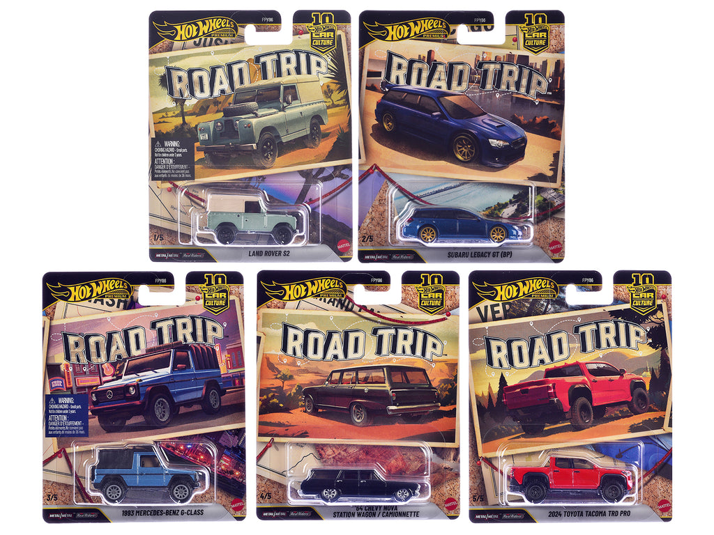'Road Trip' 5 piece Set 'Car Culture 10th Anniversary' Series V Diecast Model Cars by Hot Wheels