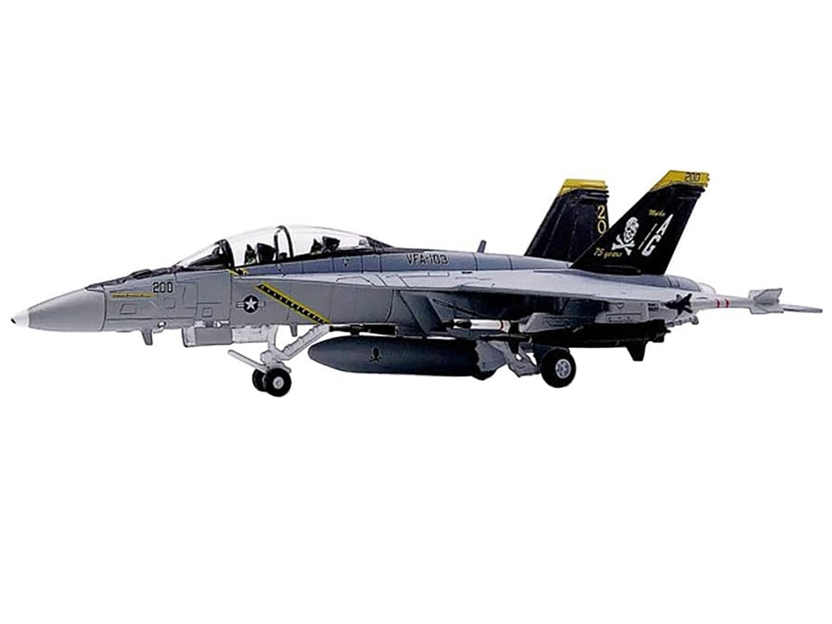 Boeing F/A-18F Super Hornet Fighter Aircraft 'VFA-103 Jolly Rogers 75th Anniversary' (2018) United States Navy 1/100 Diecast Model Airplane