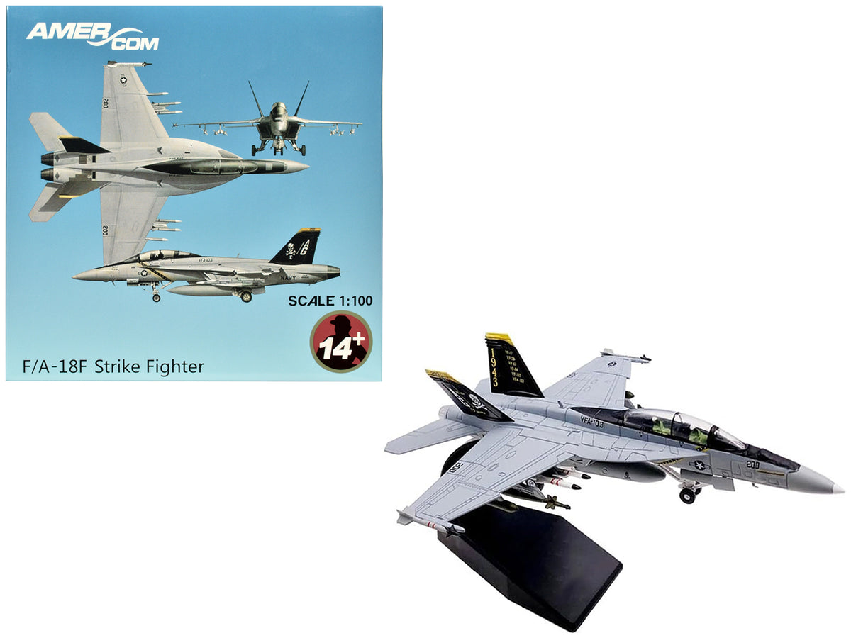 Boeing F/A-18F Super Hornet Fighter Aircraft 'VFA-103 Jolly Rogers 75th Anniversary' (2018) United States Navy 1/100 Diecast Model Airplane