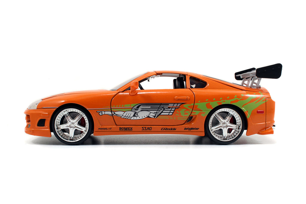 Model Kit Toyota Supra Metallic Orange with Brian Diecast Figure 'Fast & Furious' Movie 'Build N' Collect' 1/24 Diecast Model Car by Jada