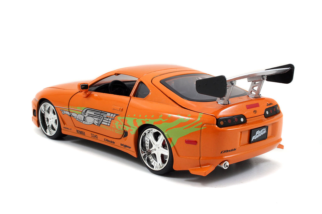 Model Kit Toyota Supra Metallic Orange with Brian Diecast Figure 'Fast & Furious' Movie 'Build N' Collect' 1/24 Diecast Model Car by Jada