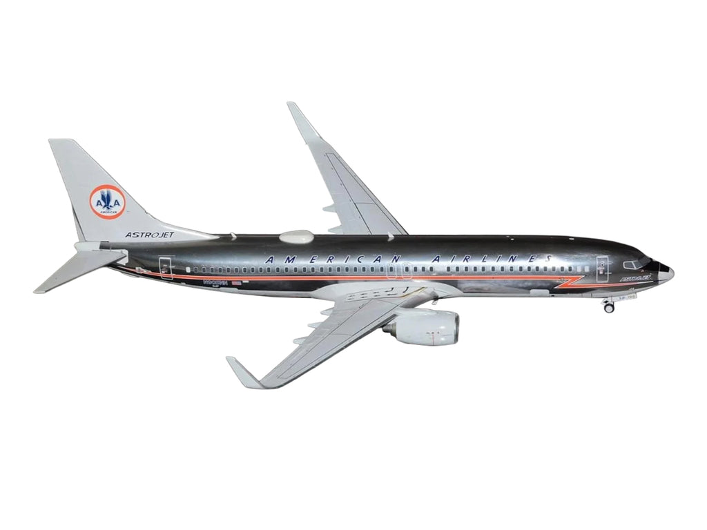 Boeing 737-800 Commercial Aircraft 'American Airlines - American Heritage Jet' (N905NN) Silver with Red Stripes 'Gemini 100' Series 1/100 Diecast Model Airplane by GeminiJets