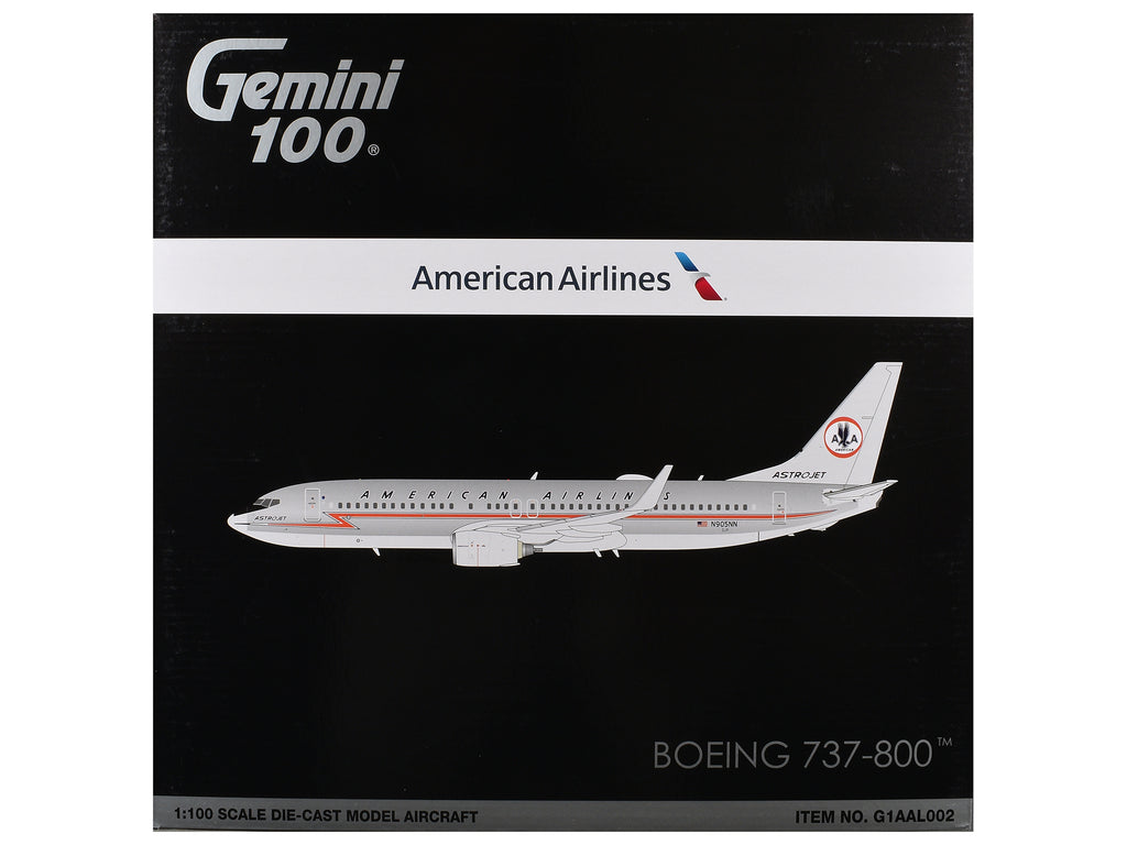 Boeing 737-800 Commercial Aircraft 'American Airlines - American Heritage Jet' (N905NN) Silver with Red Stripes 'Gemini 100' Series 1/100 Diecast Model Airplane by GeminiJets