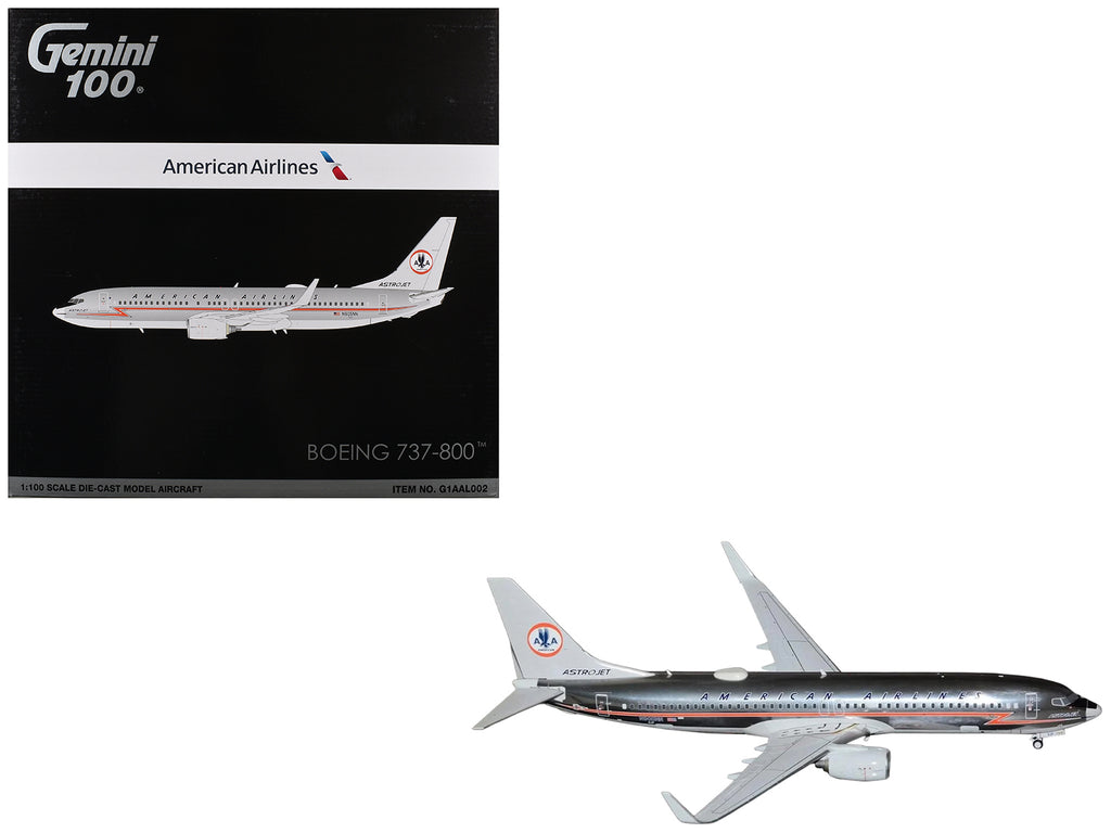 Boeing 737-800 Commercial Aircraft 'American Airlines - American Heritage Jet' (N905NN) Silver with Red Stripes 'Gemini 100' Series 1/100 Diecast Model Airplane by GeminiJets