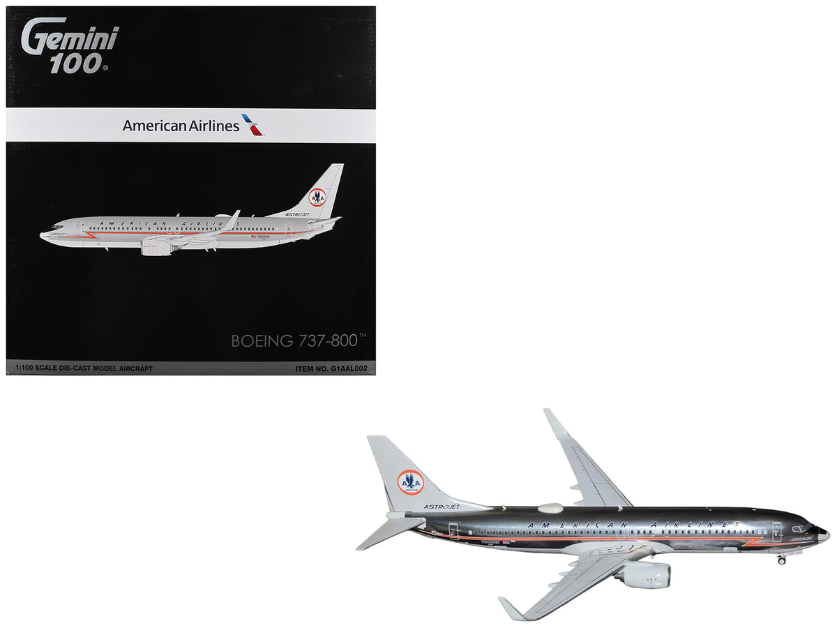 Boeing 737-800 Commercial Aircraft 'American Airlines - American Heritage Jet' (N905NN) Silver with Red Stripes 'Gemini 100' Series 1/100 Diecast Model Airplane by GeminiJets