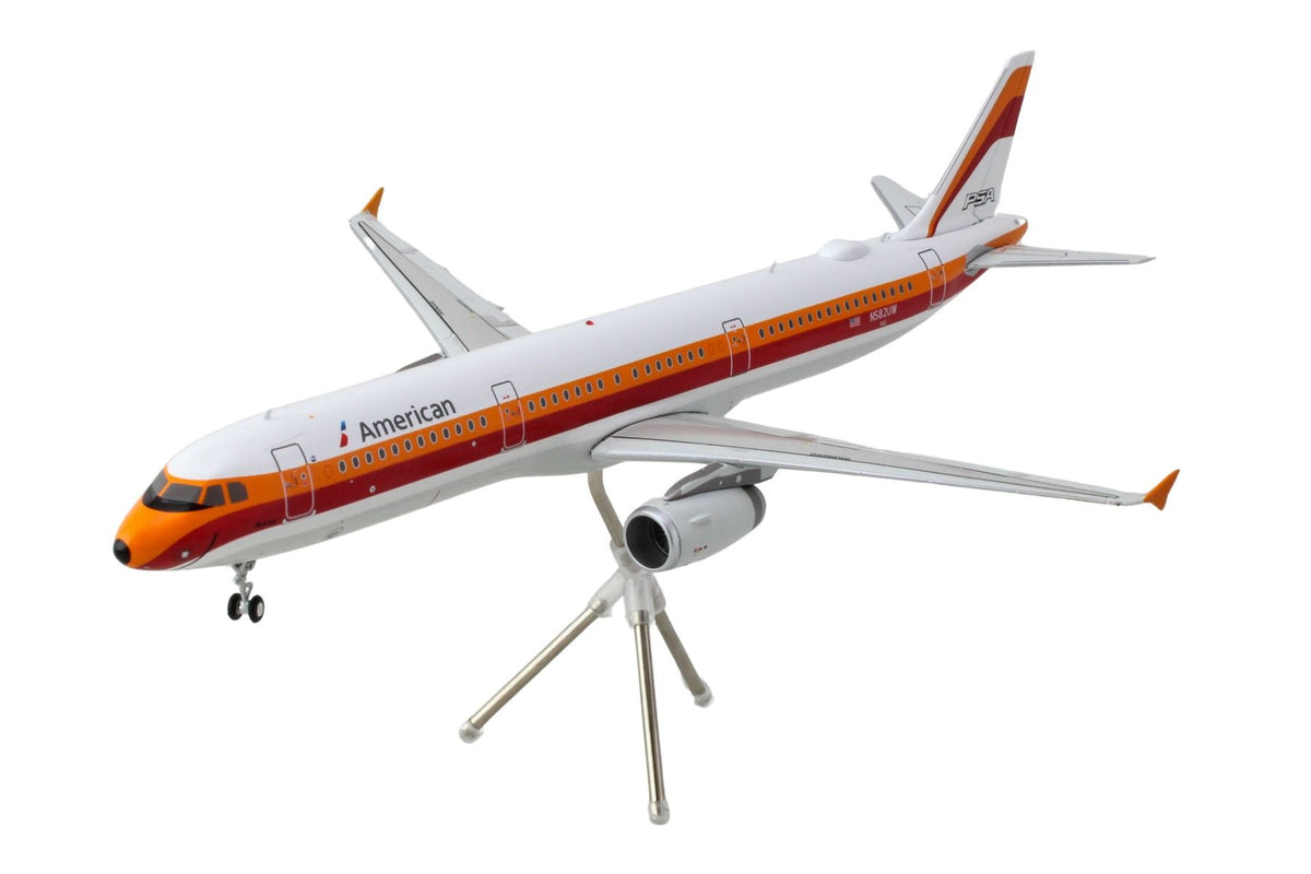 Airbus A321 Commercial Aircraft 'American Airlines - PSA' (N582UW) White with Red and Orange Stripes 'Gemini 200' Series 1/200 Diecast Model Airplane by GeminiJets