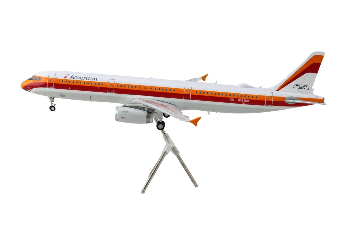 Airbus A321 Commercial Aircraft 'American Airlines - PSA' (N582UW) White with Red and Orange Stripes 'Gemini 200' Series 1/200 Diecast Model Airplane by GeminiJets