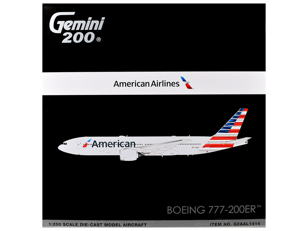Boeing 777-200ER Commercial Aircraft 'American Airlines' (N788AN) Silver with Striped Tail 'Gemini 200' 1/200 Diecast Model Airplane by GeminiJets