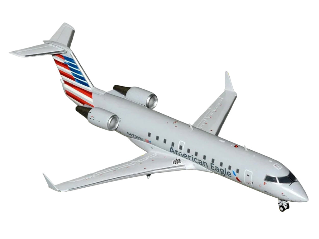 Bombardier CRJ200 Commercial Aircraft 'American Eagle' (N420AW) Gray with Striped Tail 'Gemini 200' Series 1/200 Diecast Model Airplane by GeminiJets
