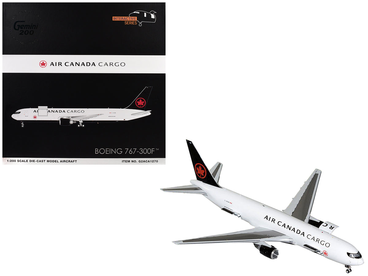 Boeing 767-300F Commercial Aircraft 'Air Canada Cargo' (C-GXHM) White with Black Tail 'Gemini 200 - Interactive Series' 1/200 Diecast Model Airplane by GeminiJets