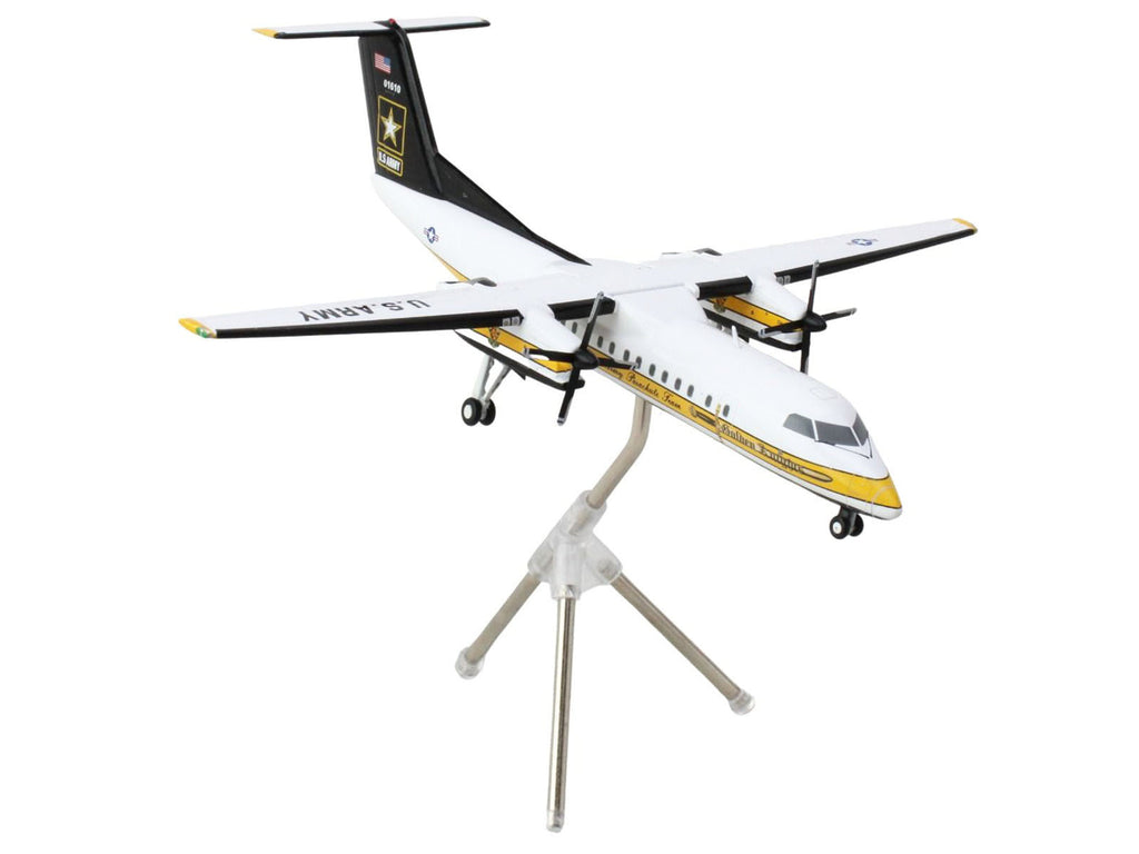 Bombardier C-147A Transport Aircraft 'Golden Knights Parachute Team' United States Army (17-01610) White with Yellow Stripes and Black Tail 'Gemini 200' Series 1/200 Diecast Model Airplane by GeminiJets