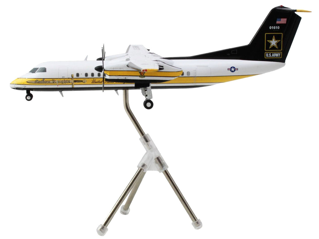 Bombardier C-147A Transport Aircraft 'Golden Knights Parachute Team' United States Army (17-01610) White with Yellow Stripes and Black Tail 'Gemini 200' Series 1/200 Diecast Model Airplane by GeminiJets