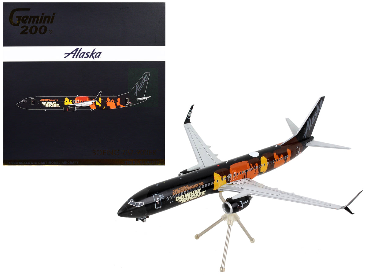 Boeing 737-900ER Commercial Aircraft 'Alaska Airlines - Our Commitment' Black with Graphics 'Gemini 200' Series 1/200 Diecast Model Airplane by GeminiJets