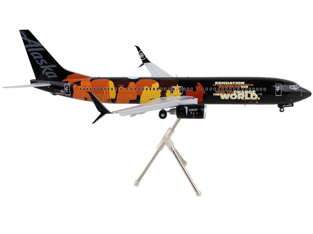 Boeing 737-900ER Commercial Aircraft with Flaps Down 'Alaska Airlines - Our Commitment' Black with Graphics 'Gemini 200' Series 1/200 Diecast Model Airplane by GeminiJets
