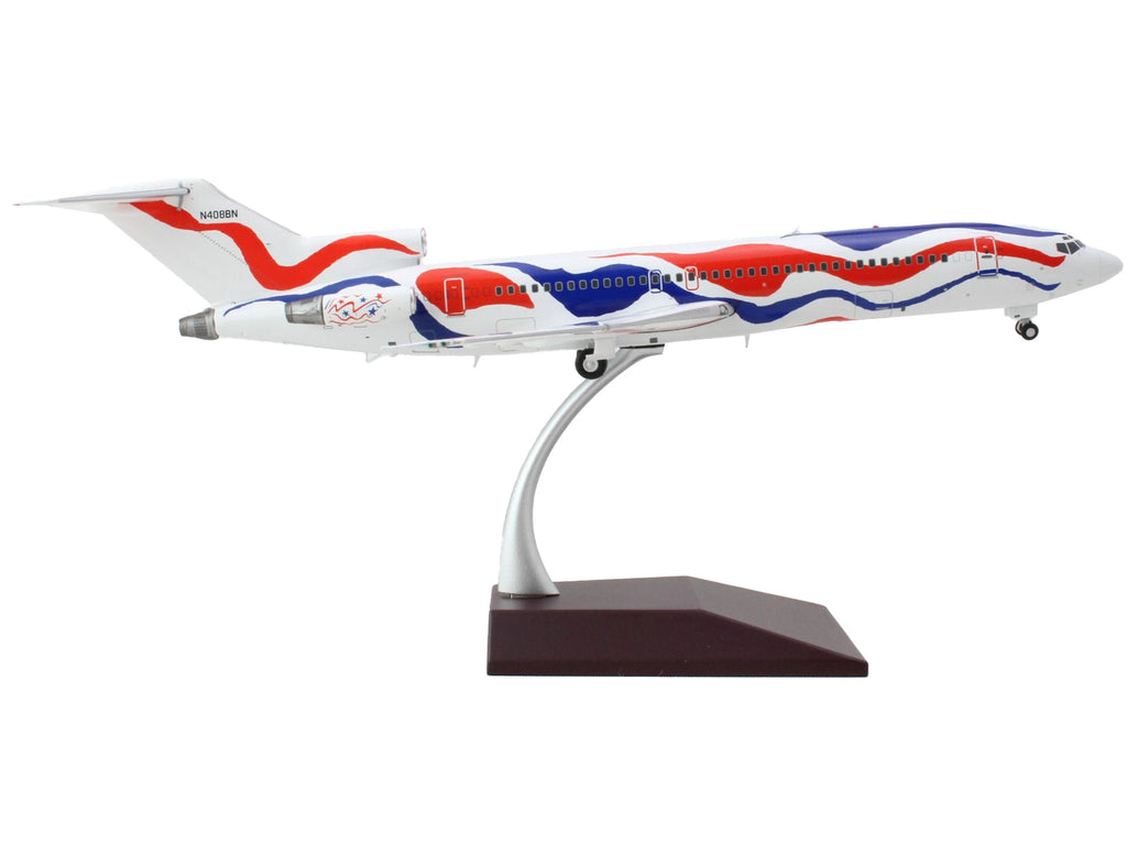 Boeing 727-200 Commercial Aircraft 'Braniff International Airways - Calder Bicentennial Livery' White with Red and Blue Stripes 'Gemini 200' Series 1/200 Diecast Model Airplane by GeminiJets