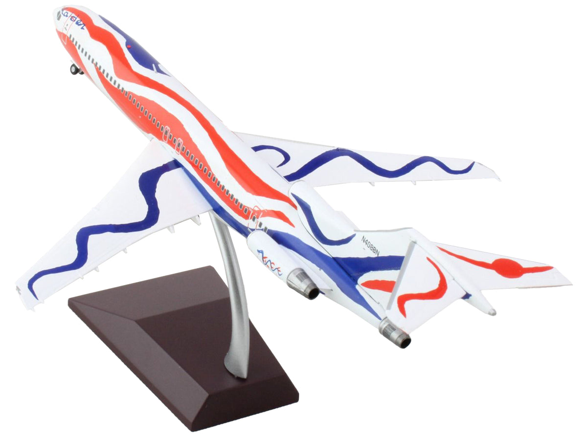 Boeing 727-200 Commercial Aircraft 'Braniff International Airways - Calder Bicentennial Livery' White with Red and Blue Stripes 'Gemini 200' Series 1/200 Diecast Model Airplane by GeminiJets