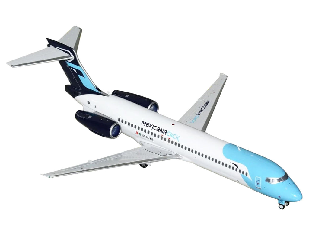Boeing 717-200 Commercial Aircraft 'Mexicana Click' (N907ME) White with Light Blue Nose and Dark Blue Tail 'Gemini 200' Series 1/200 Diecast Model Airplane by GeminiJets