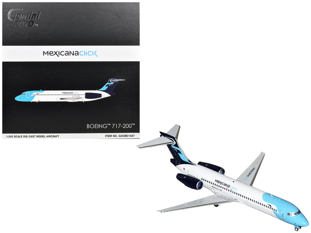 Boeing 717-200 Commercial Aircraft 'Mexicana Click' (N907ME) White with Light Blue Nose and Dark Blue Tail 'Gemini 200' Series 1/200 Diecast Model Airplane by GeminiJets