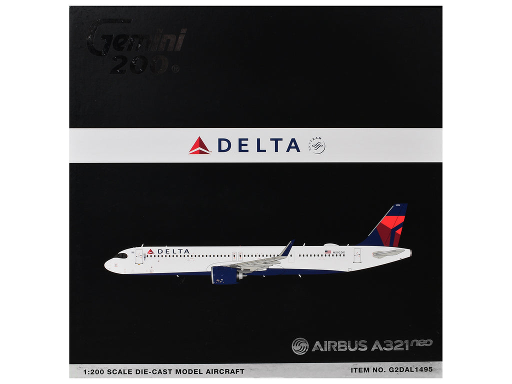 Airbus A321neo Commercial Aircraft 'Delta Air Lines' (N502DX) White with Blue and Red Tail 'Gemini 200' 1/200 Diecast Model Airplane by GeminiJets