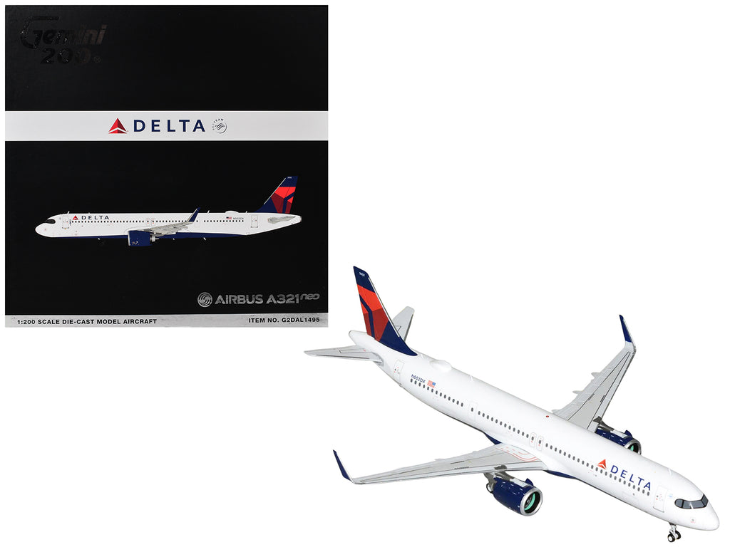 Airbus A321neo Commercial Aircraft 'Delta Air Lines' (N502DX) White with Blue and Red Tail 'Gemini 200' 1/200 Diecast Model Airplane by GeminiJets