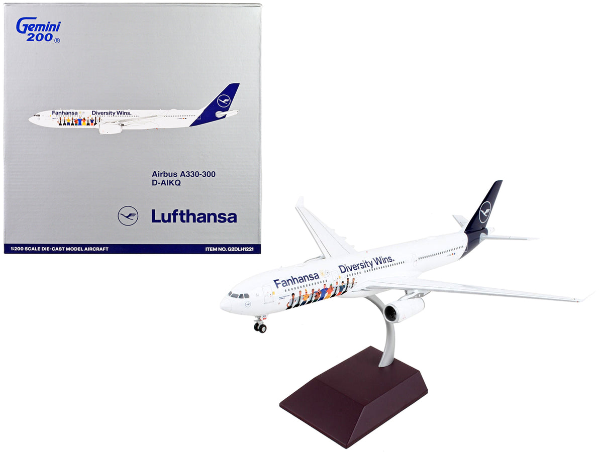 Airbus A330-300 Commercial Aircraft 'Lufthansa - Diversity Wins' White with Blue Tail 'Gemini 200' Series 1/200 Diecast Model Airplane by GeminiJets