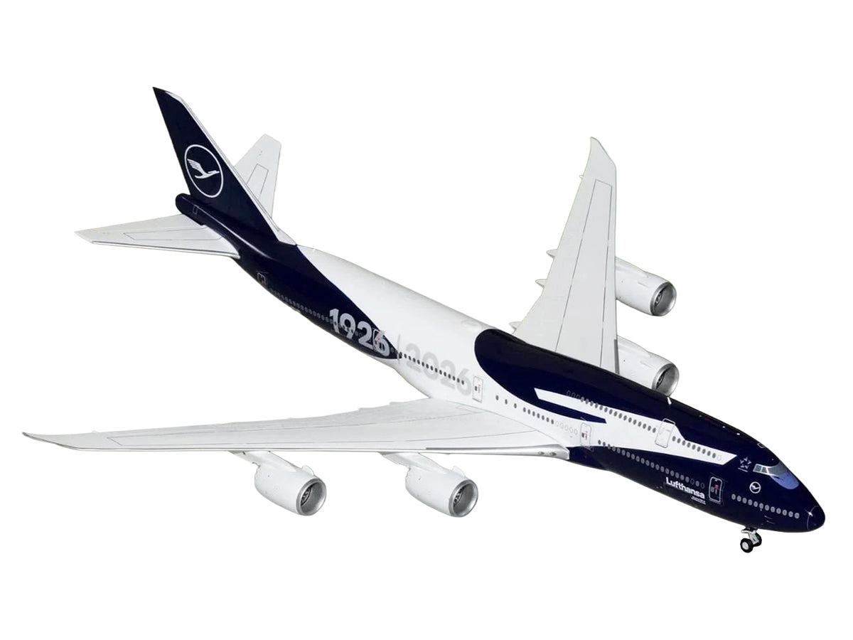 Boeing 747-8I Commercial Aircraft 'Lufthansa 100 Years' (D-ABYN) Dark Blue and White 'Gemini 200' Series 1/200 Diecast Model Airplane by GeminiJets