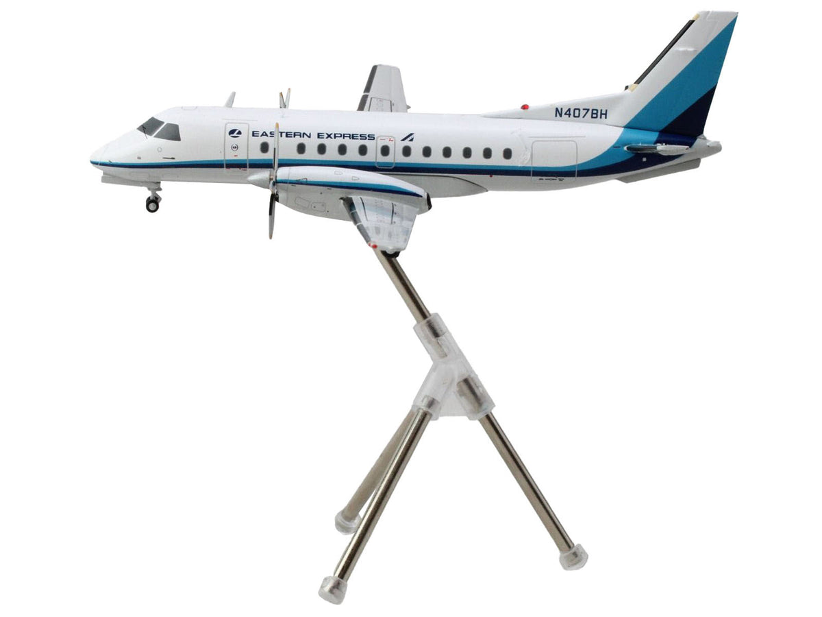 Saab 340A Commercial Aircraft 'Eastern Express/Bar Harbor' (N407BH) White with Blue Stripes 'Gemini 200' Series 1/200 Diecast Model Airplane by GeminiJets