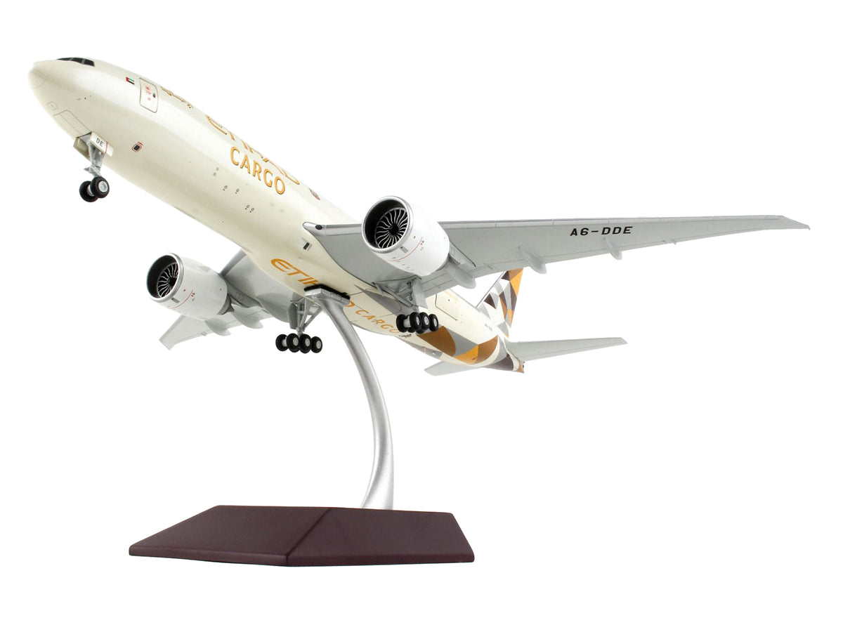 Boeing 777F Commercial Aircraft 'Etihad Airways Cargo' Beige with Tail Graphics 'Gemini 200 - Interactive' Series 1/200 Diecast Model Airplane by GeminiJets