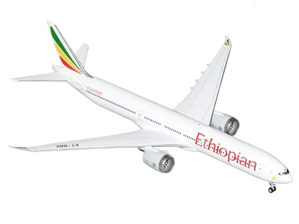 Boeing 777-9 Commercial Aircraft 'Ethiopian Airlines' (ET-BBX) White with Tail Stripes 'Gemini 200' Series 1/200 Diecast Model Airplane by GeminiJets