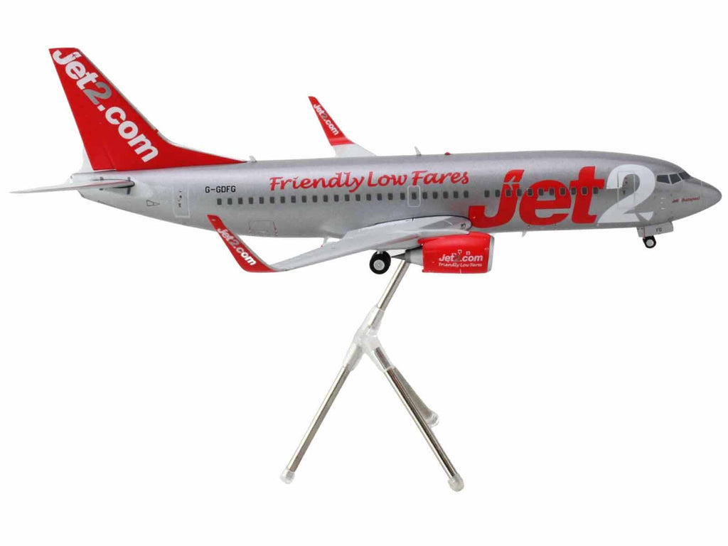 Boeing 737-300 Commercial Aircraft 'Jet2' (G-GDFG) Gray Metallic with Red Tail 'Gemini 200' Series 1/200 Diecast Model Airplane by GeminiJets