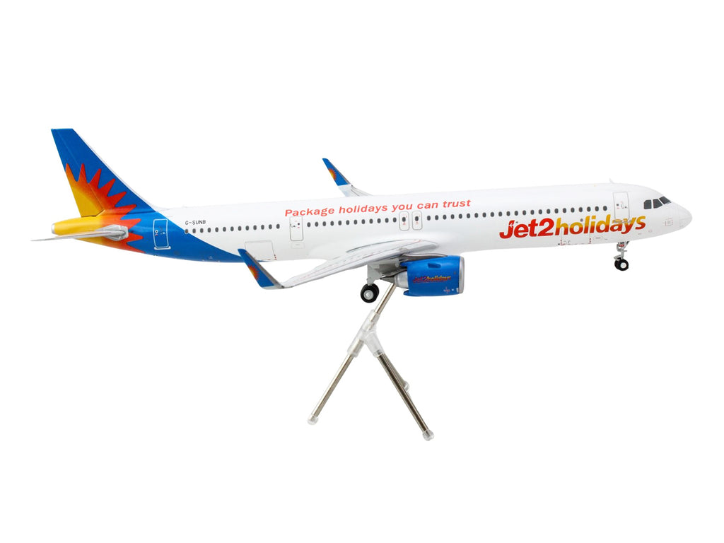 Airbus A321neo Commercial Aircraft 'Jet2Holidays' (G-SUNB) White with Tail Graphics 'Gemini 200' Series 1/200 Diecast Model Airplane by GeminiJets