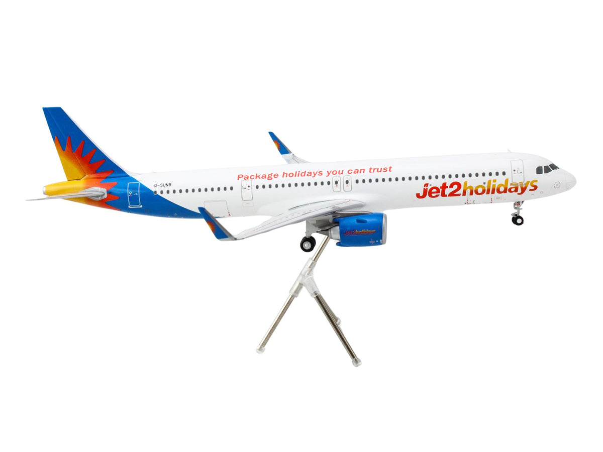 Airbus A321neo Commercial Aircraft 'Jet2Holidays' (G-SUNB) White with Tail Graphics 'Gemini 200' Series 1/200 Diecast Model Airplane by GeminiJets