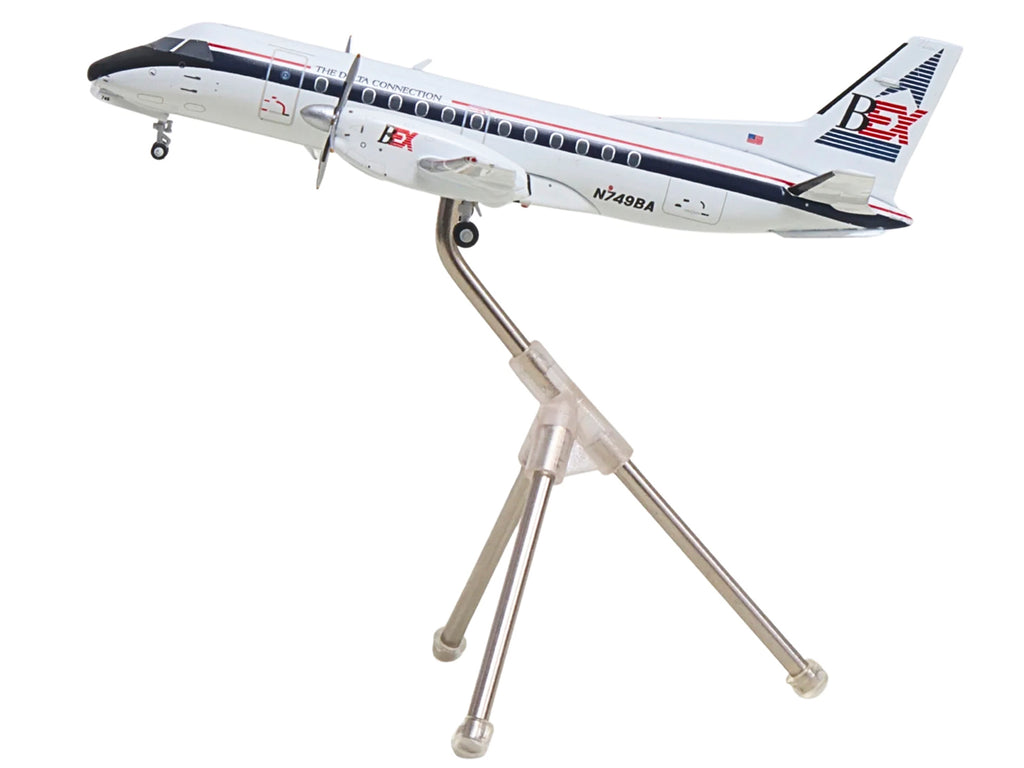 Saab 340A Commercial Aircraft 'Delta Connection - Business Express Airlines' (N749BA) White with Dark Blue and Red Stripes 'Gemini 200' Series 1/200 Diecast Model by GeminiJets