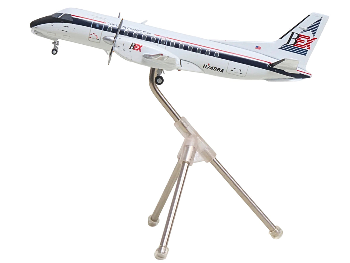 Saab 340A Commercial Aircraft 'Delta Connection - Business Express Airlines' (N749BA) White with Dark Blue and Red Stripes 'Gemini 200' Series 1/200 Diecast Model by GeminiJets