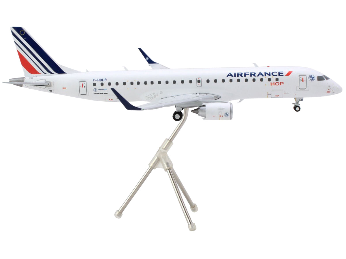 Embraer ERJ-190 Commercial Aircraft 'Air France Hop' (F-HBLN) White with Striped Tail 'Gemini 200' Series 1/200 Diecast Model Airplane by GeminiJets
