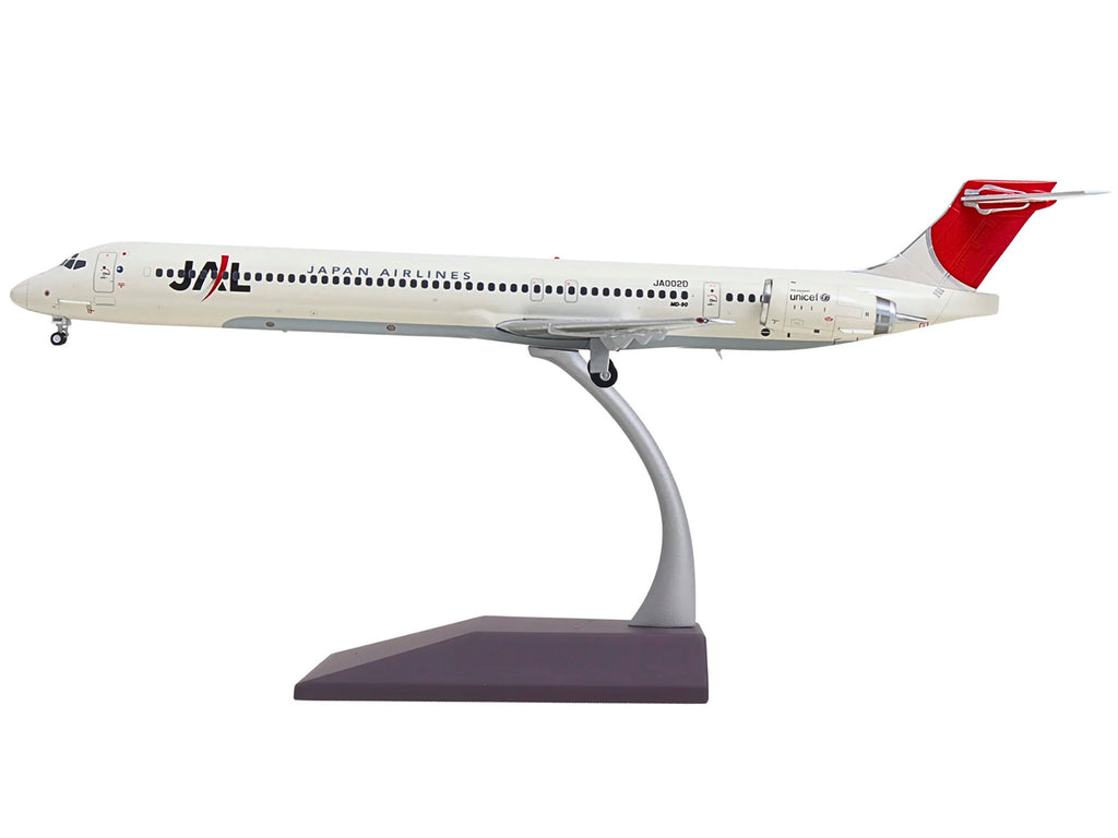 McDonnell Douglas MD-90 Commercial Aircraft 'Japan Airlines' (JA002D) White with Red Tail 'Gemini 200' Series 1/200 Diecast Model by GeminiJets