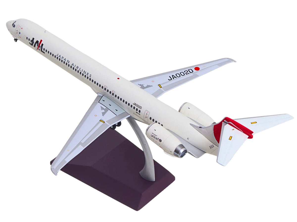 McDonnell Douglas MD-90 Commercial Aircraft 'Japan Airlines' (JA002D) White with Red Tail 'Gemini 200' Series 1/200 Diecast Model by GeminiJets