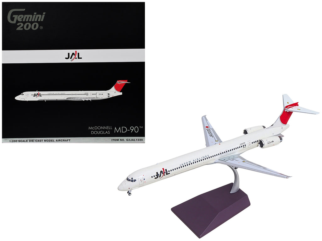 McDonnell Douglas MD-90 Commercial Aircraft 'Japan Airlines' (JA002D) White with Red Tail 'Gemini 200' Series 1/200 Diecast Model by GeminiJets