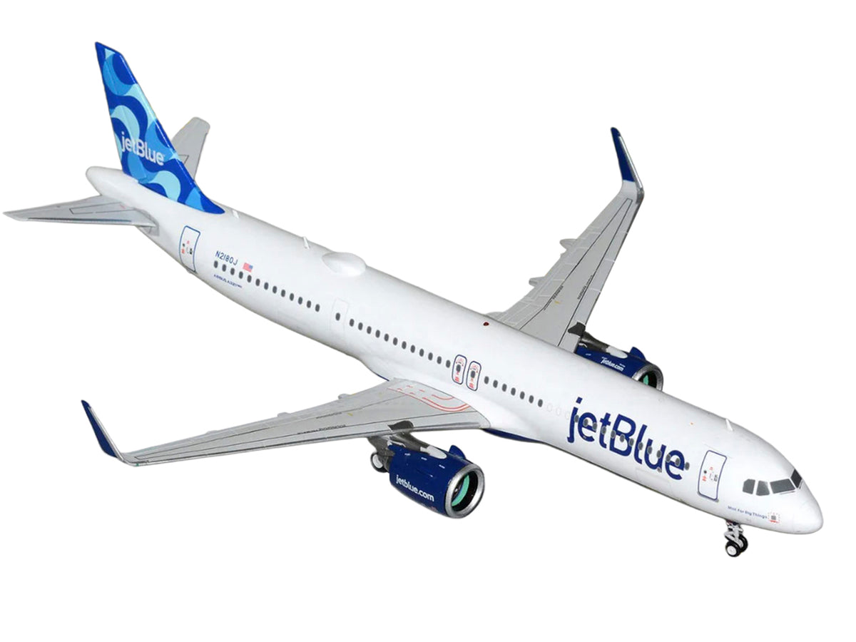 Airbus A321neo Commercial Aircraft 'JetBlue Airways' (N2180J) White with Blue Tail 'Gemini 200' Series 1/200 Diecast Model by GeminiJets