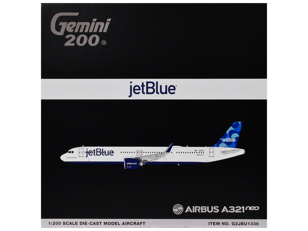 Airbus A321neo Commercial Aircraft 'JetBlue Airways' (N2180J) White with Blue Tail 'Gemini 200' Series 1/200 Diecast Model by GeminiJets