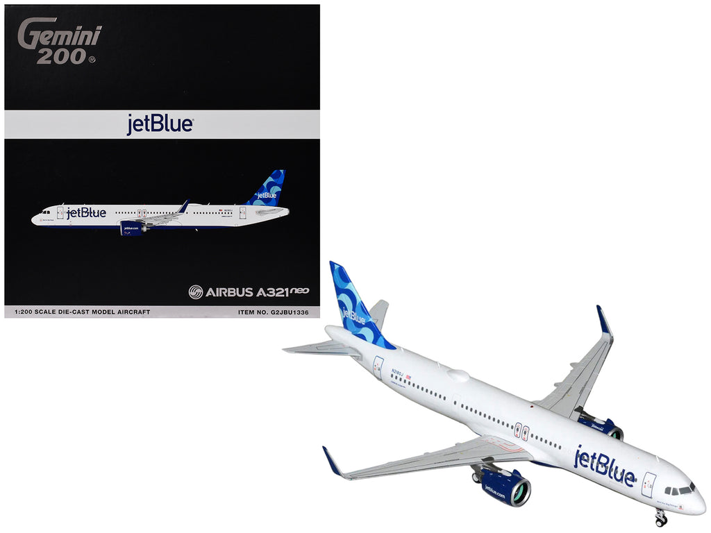 Airbus A321neo Commercial Aircraft 'JetBlue Airways' (N2180J) White with Blue Tail 'Gemini 200' Series 1/200 Diecast Model by GeminiJets