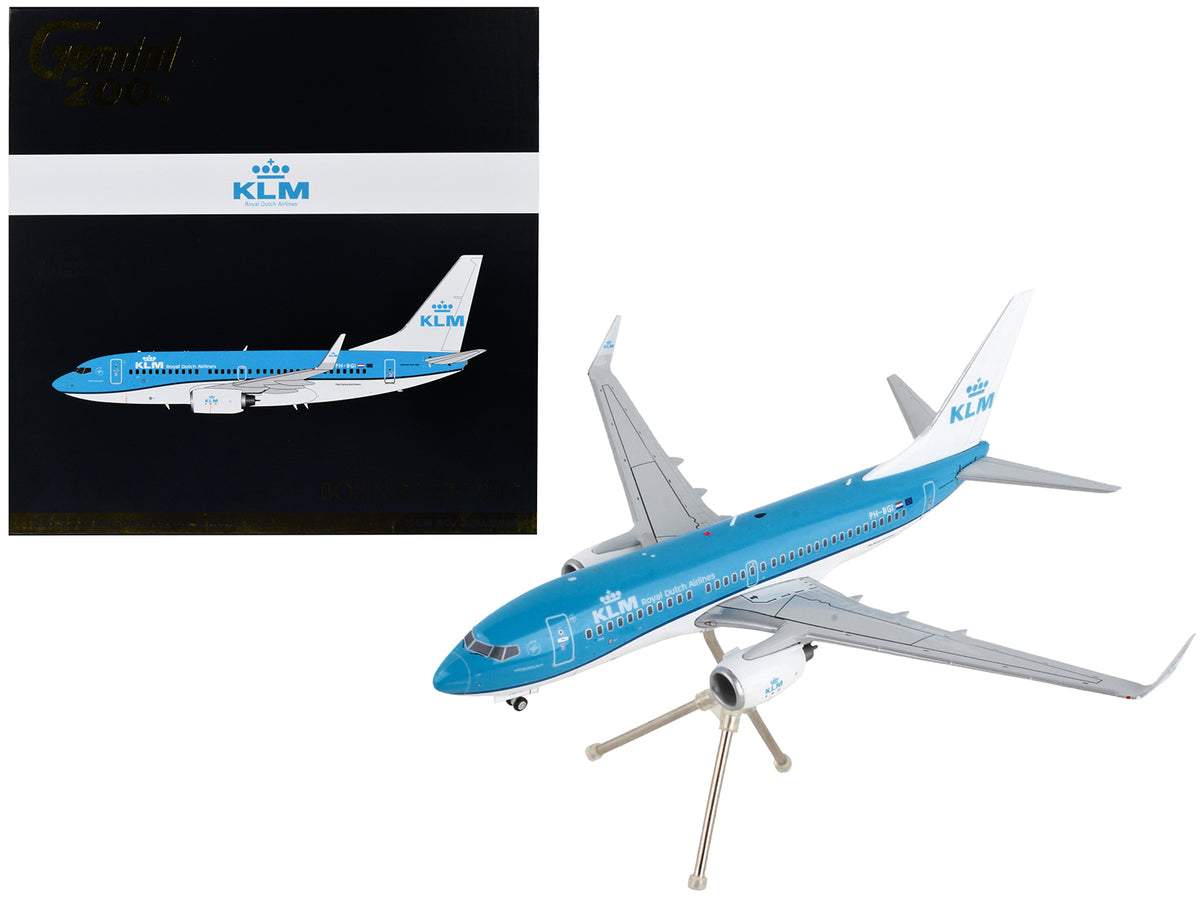 Boeing 737-700 Commercial Aircraft 'KLM Royal Dutch Airlines' Blue with White Tail 'Gemini 200' Series 1/200 Diecast Model Airplane by GeminiJets