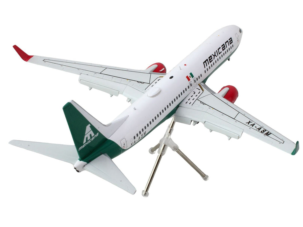 Boeing 737-800 Commercial Aircraft with Flaps Down 'Mexicana' (XA-ASM) White with Green Stripes 'Gemini 200' Series 1/200 Diecast Model Airplane by GeminiJets