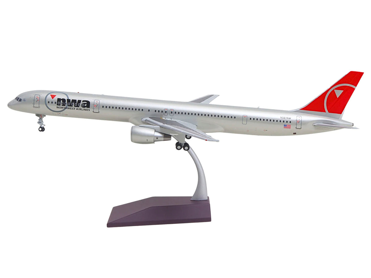 Boeing 757-300 Commercial Aircraft 'Northwest Airlines' (N587NW) Silver with Red Tail 'Gemini 200' Series 1/200 Diecast Model by GeminiJets